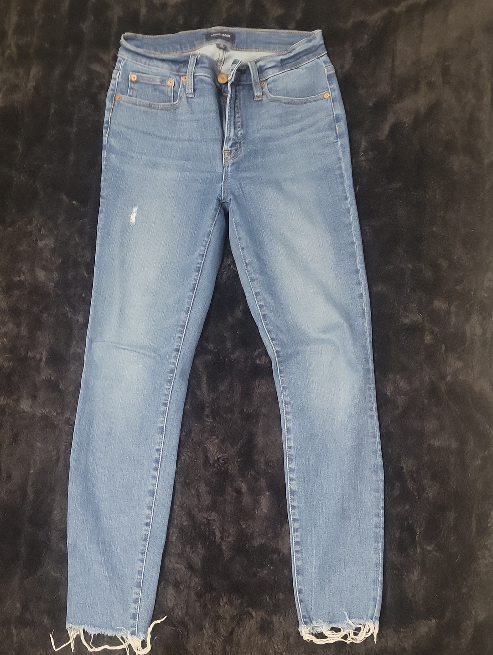 J. Crew Women's Light Blue Skinny Jeans with Frayed Hems